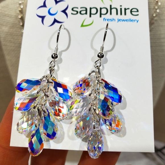 Swarovski Crystal drop bunch earrings - Picture 2 of 5